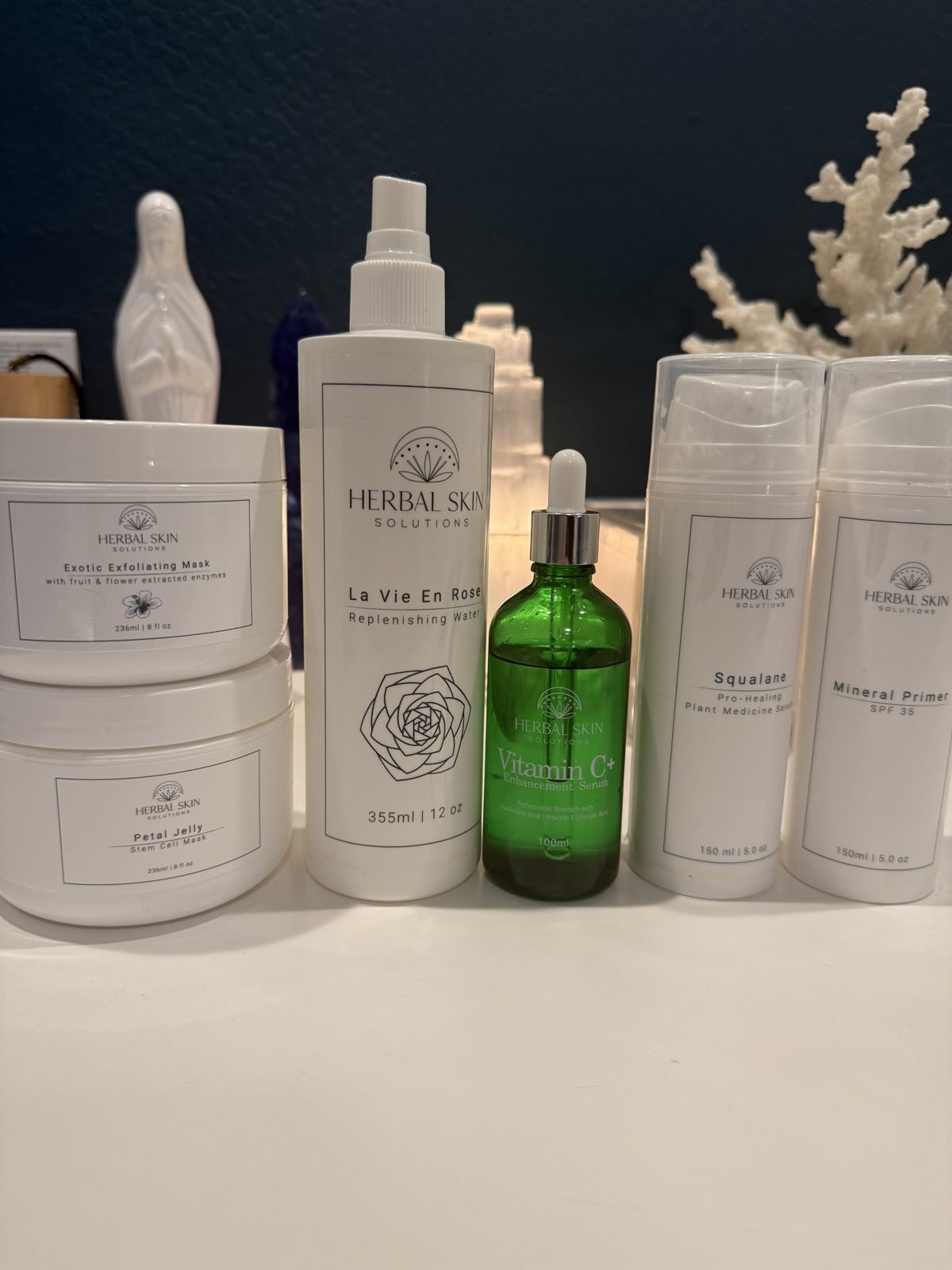 The retail shelf at Soul Beauty Spa